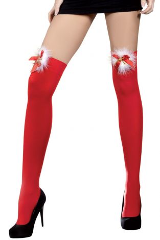 Cilla stockings; seksi samostoječe čarape, crvena - Livia Corsetti fashion