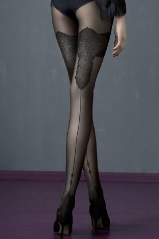 Dark lady 40 den; čarape sa uzorkom, crna - Fiore