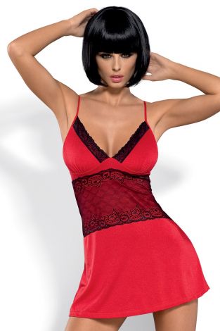 Lamia chemise; seksi spavaćica, crvena - Obsessive